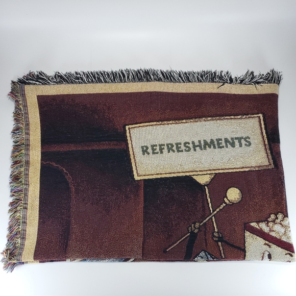 Vintage "Let's Go To The Lobby" Dancing Refreshments Throw Blanket - Picture 2 of 11